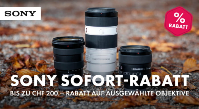 Bis zu CHF 200.– Sofort-Rabatt auf ausgewählte Sony Objektive und die FX30 sowie FX3