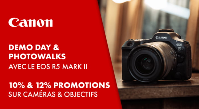 Canon EOS R5 II Demo Day, Photowalks, et des rabais