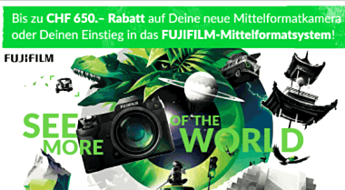 Bis 650.– Rabatt auf deine neue Fujifilm Mittelformatkamera bis 31.7.2022