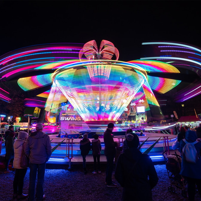 Langzeitbelichtung an der Basler Herbstmesse