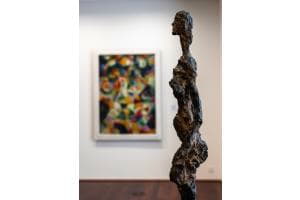 Eine Schönheit betrachtet interessiert und erhaben kunstvolle Bilder im Kunstmuseum Bern Eine Schönheit betrachtet interessiert und erhaben kunstvolle Bilder im Kunstmuseum Bern