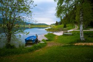 Das blaue Boot am See