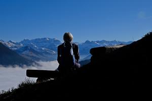 Blick übers Nebelmeer in die Berge Blick übers Nebelmeer in die Berge