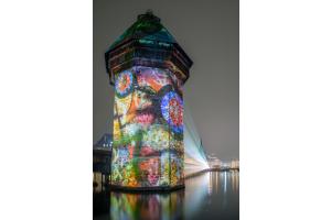 Wasserturm Luzern am Lichtfestival Luzern 2022 (LILU)