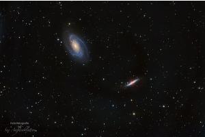 M 82 Bodes Galaxie und M 81 Zigarrengalaxie.  Entfernung ca. 11.7 Mio. Lichtjahre!