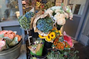 Blumenstand unter den Lauben