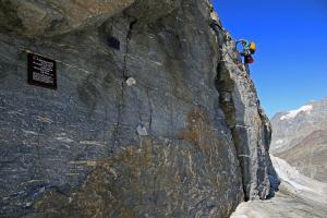 Alpinist am Matterhorn Abstieg Alpinist am Matterhorn Abstieg