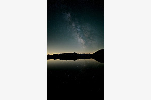 Milchstrasse über ruhigem Bergsee