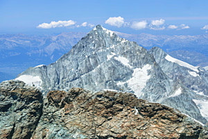 Matterhorn's Summit in front of Dent Blanche