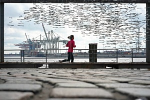 Joggen am Fischmarkt, Hamburg