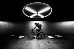 Biker in der Bikestation Basel