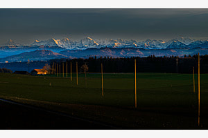 Les Alpes bernoises depuis la région de Berne
