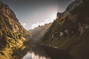 Alpstein Gebirge bei Sonnenuntergang