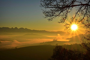 Sonnenuntergang im Emmental