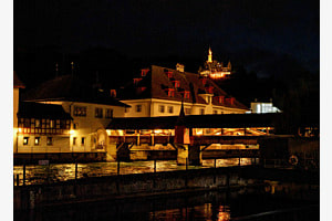 Die Spreuerbrücke aus 1408 am Abend 