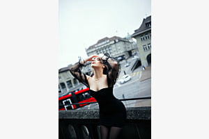 beautiful girl on the balcony