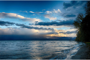 Regenlicht auf dem Genfersee 