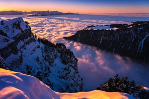 WINTER NEBELMEER SONNENUNTERGANG THUNERSEE