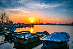 sonnenuntergang am see