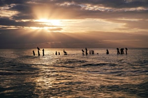 Sonnenuntergang in Holbox, Mexiko