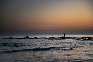 Sonnenuntergang Strand Cap d'Agde Fischer Silhouette