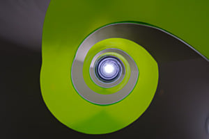 green spiral staircase