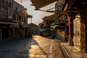 Sunrise in the oldtown of Rhodos
