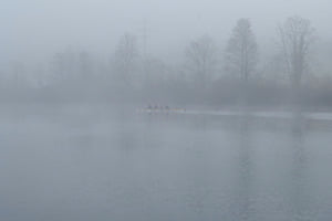 Ruderer auf der Aare im Nebel Ruderer auf der Aare im Nebel