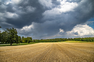 Stoppelfeld nach einem Gewitter