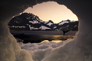 Sunset in a snow cave
